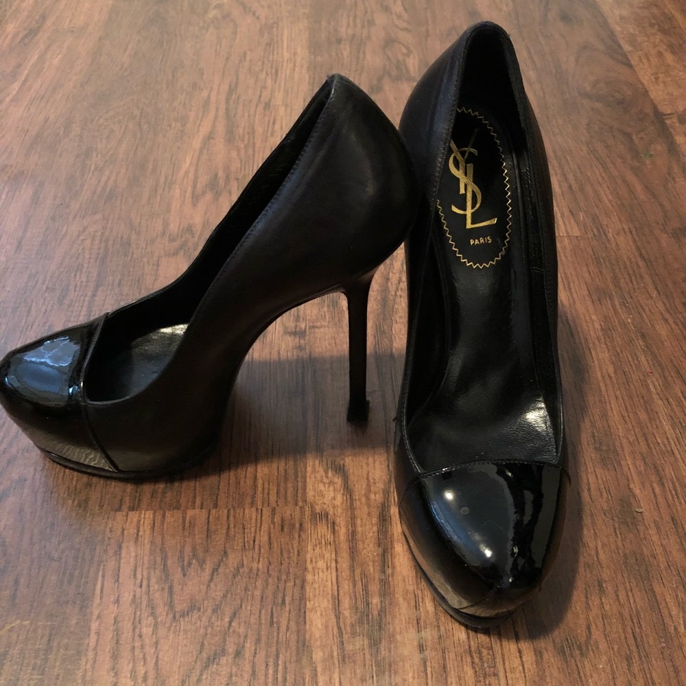 Saint Laurent Paris Black Leather Heels